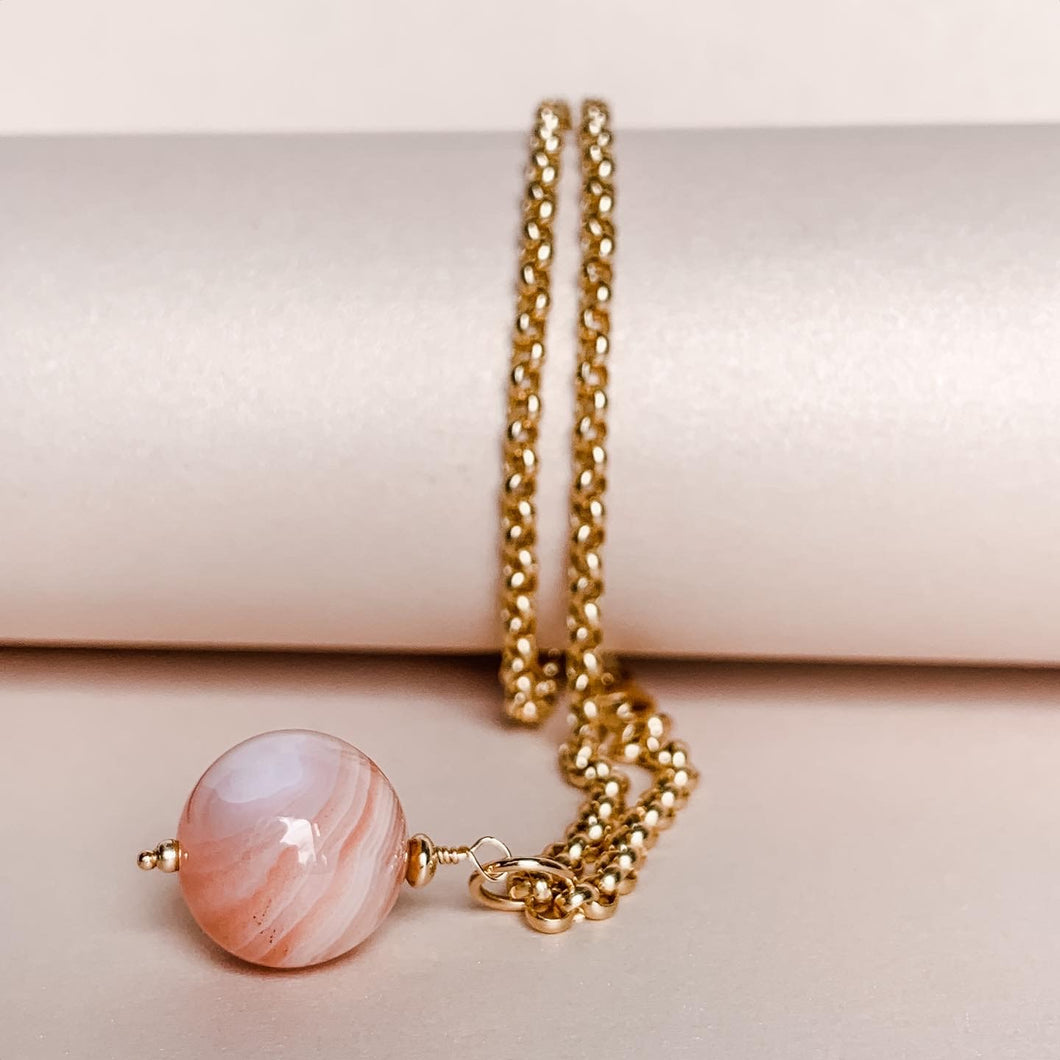 Pink Botswana Agate Drop Necklace