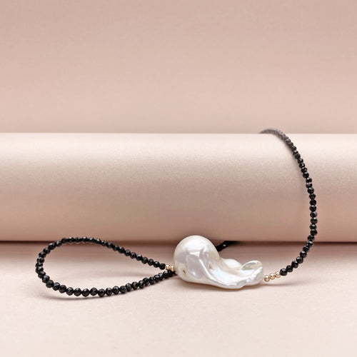 One-of-a-Kind Baroque Pearl & Black Spinel Choker