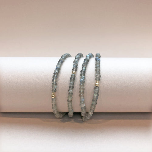 Modern Labradorite & 14k Gold Wrap Bracelet