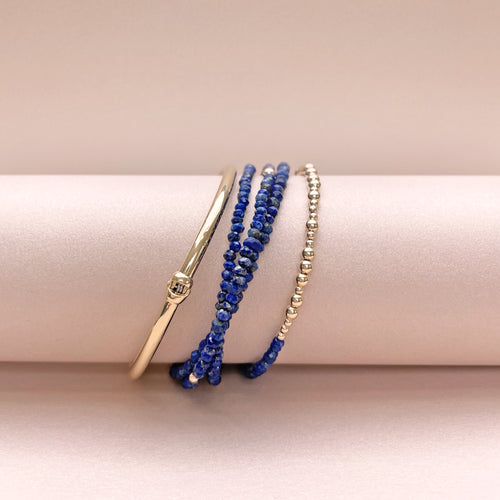 Modern Lapis Lazuli & 14k Gold Wrap Bracelet