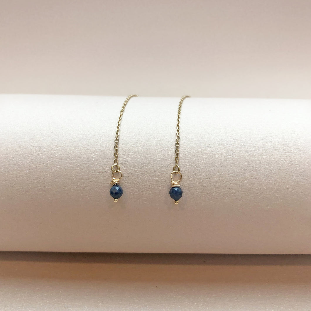 Gemstone & 14k Gold Threader Earrings