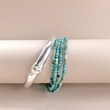 Load image into Gallery viewer, Modern Turquoise &amp; Sterling Silver Wrap Bracelet
