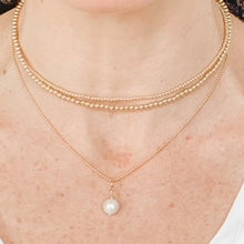 Load image into Gallery viewer, White Pearl &amp; 14k Gold Drop Necklace
